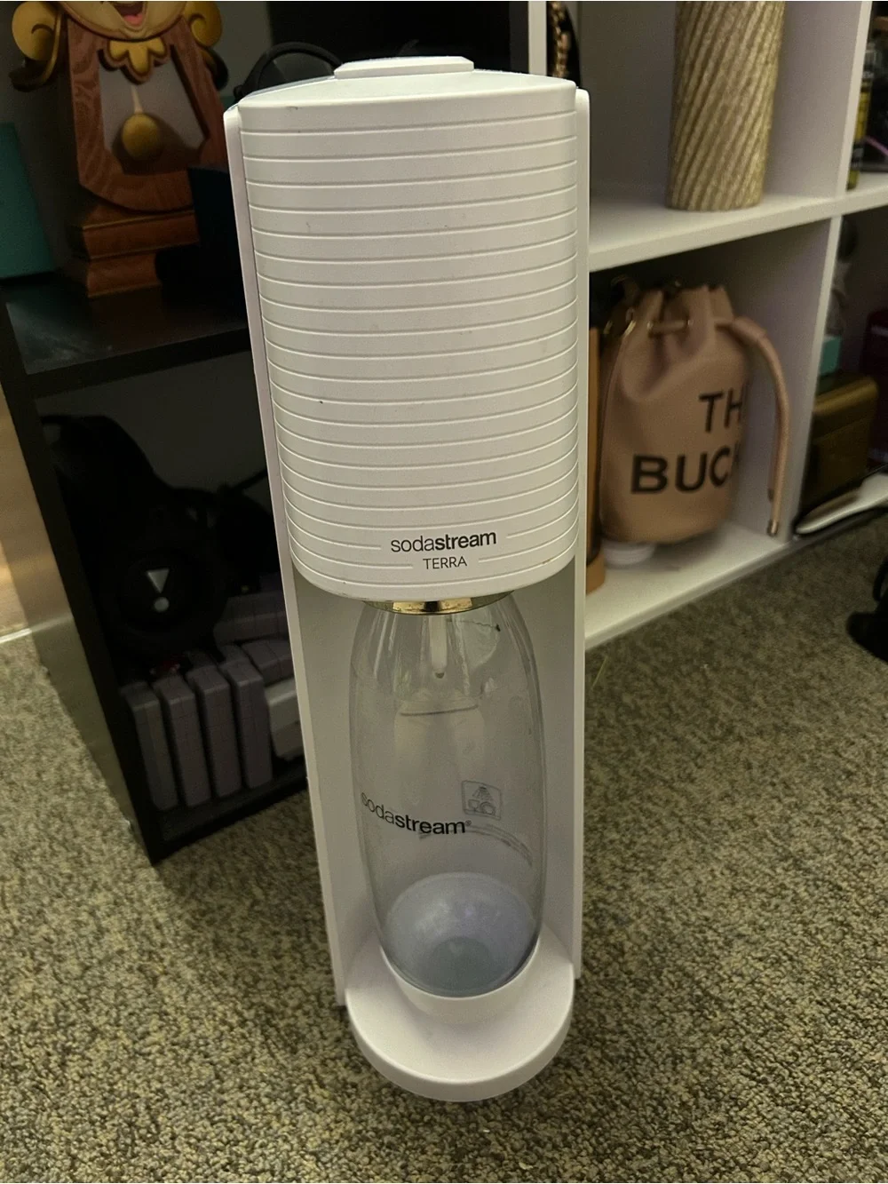 SodaStream Terra White Home Carbonator with Clear Reusable Bottle
